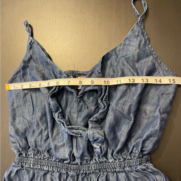 Mossimo Supply Co Denim Blue Tie Front Elastic Waist Romper Women’s Size XS - Picture 9 of 9